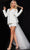 Jovani 25742 - Buttoned Back Cape Sheath Dress Homecoming Dresses 00 / Off-White