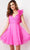 Jovani 26139 - Ruffled Shoulder A-Line Cocktail Dress Cocktail Dresses 00 / Hot-Pink