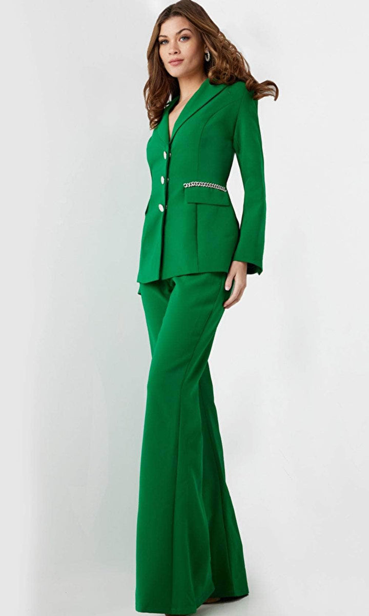Layered Formal Long Sleeve Scoop Neckline Pantsuit Peach