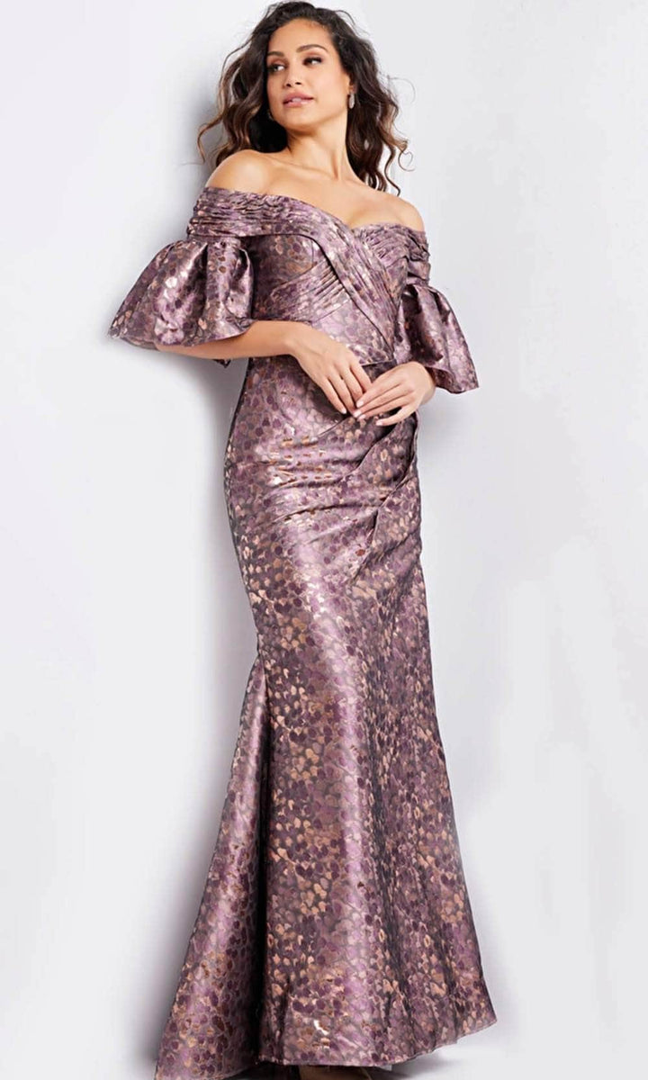 Jovani Long Sleeve Ruched Gown main image 1