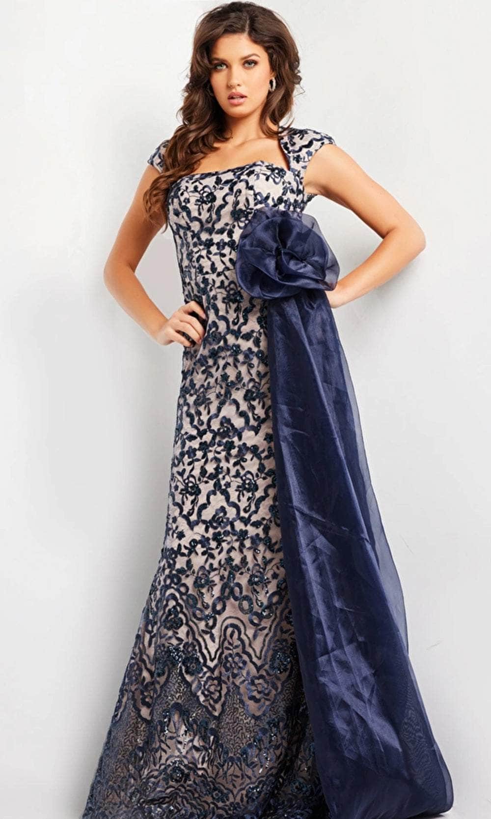 Jovani 37203 - Embellished Waist Floral Dress 20 / Navy/Nude - Shop Jovani dresses on Couture Candy at CoutureCandy.com Jovani 37203 - Embellished Waist Floral Dress 20 / Navy/Nude - Shop Jovani dresses on Couture Candy at CoutureCandy.com