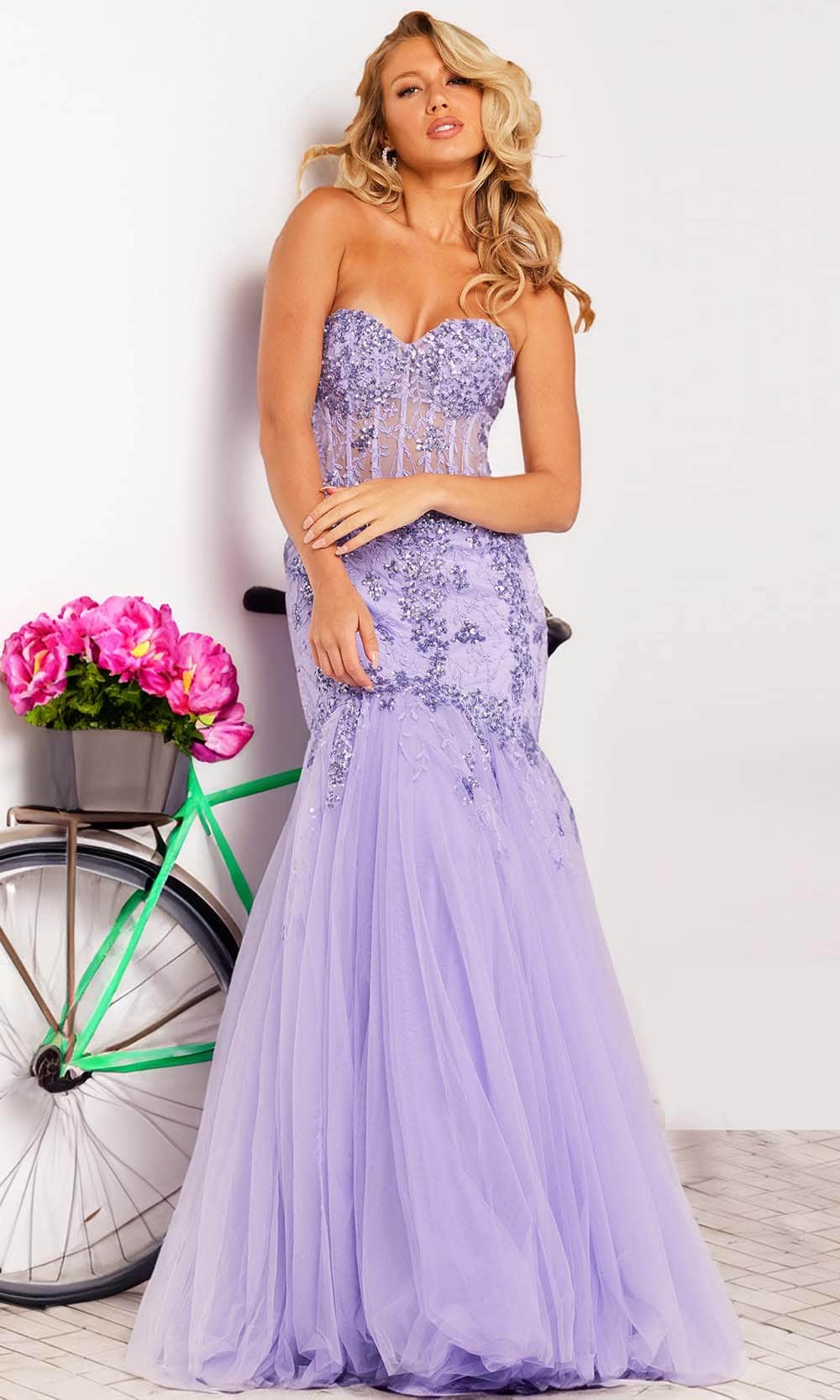 Jovani 37249 - Embellished Mermaid Prom Dress - White / 6 Jovani 37249 - Embellished Mermaid Prom Dress - White / 6