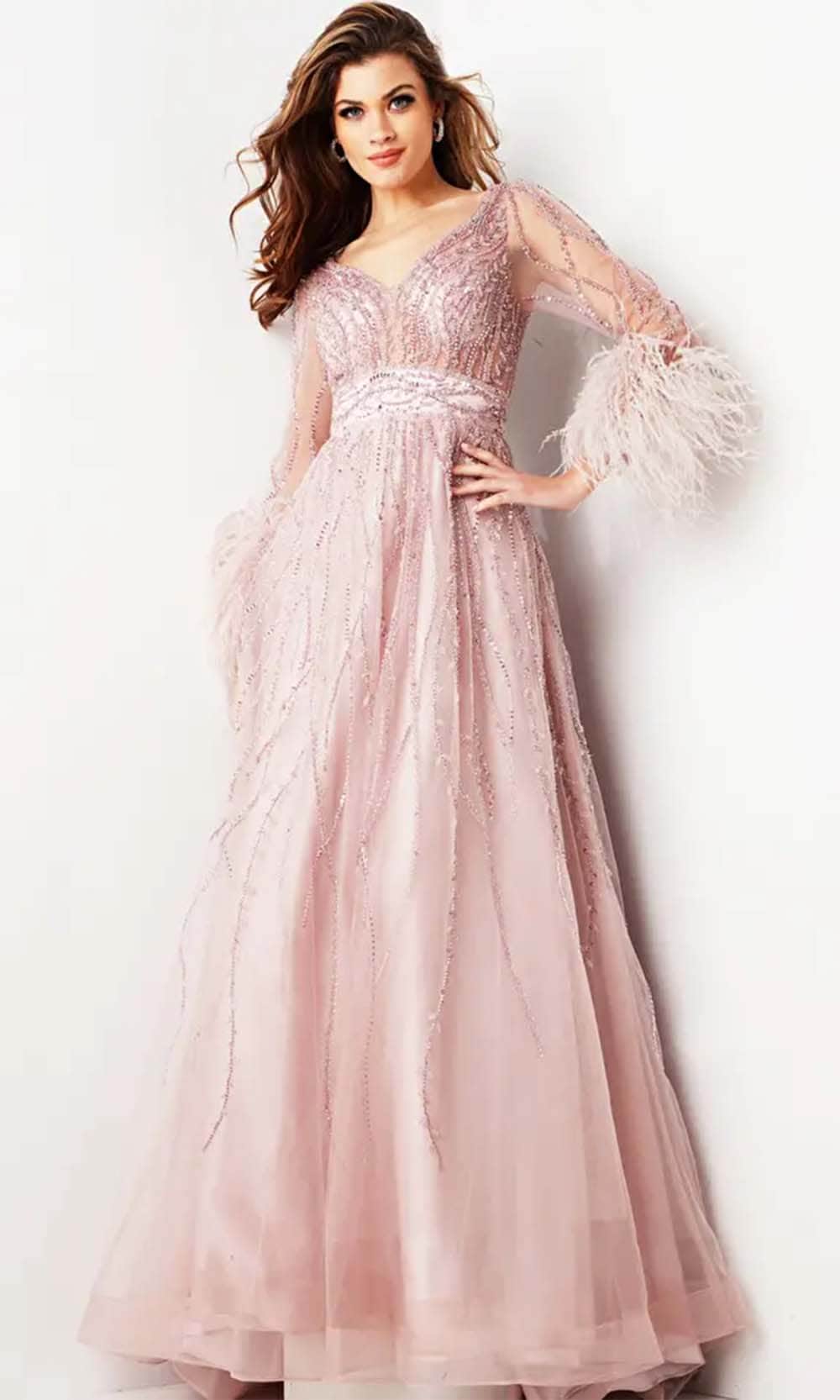 Jovani 38583 - Feather Embellished Long Sleeve Prom Dress 4 / Gold - Shop Jovani dresses on Couture Candy at CoutureCandy.com Jovani 38583 - Feather Embellished Long Sleeve Prom Dress 4 / Gold - Shop Jovani dresses on Couture Candy at CoutureCandy.com