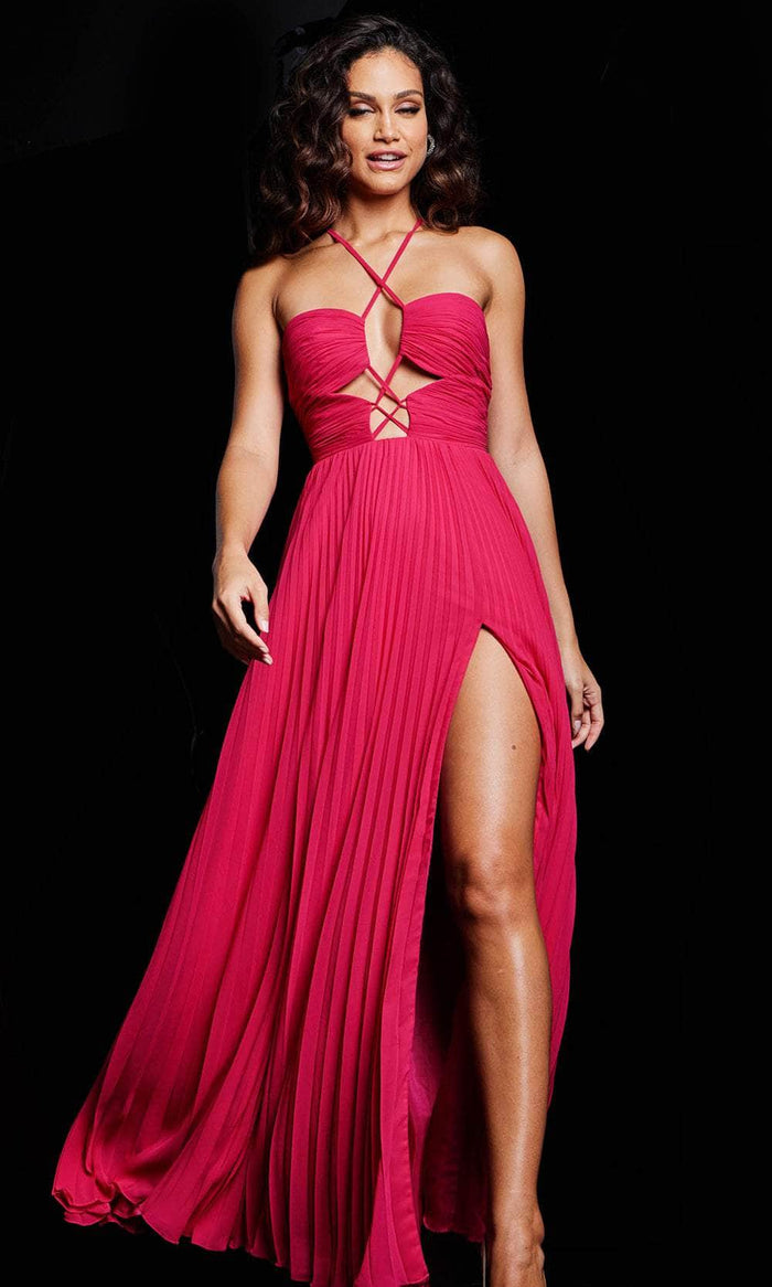 Jovani 39139 - Lace Style Bodice Prom Dress Special Occasion Dress 00 / Fuchsia