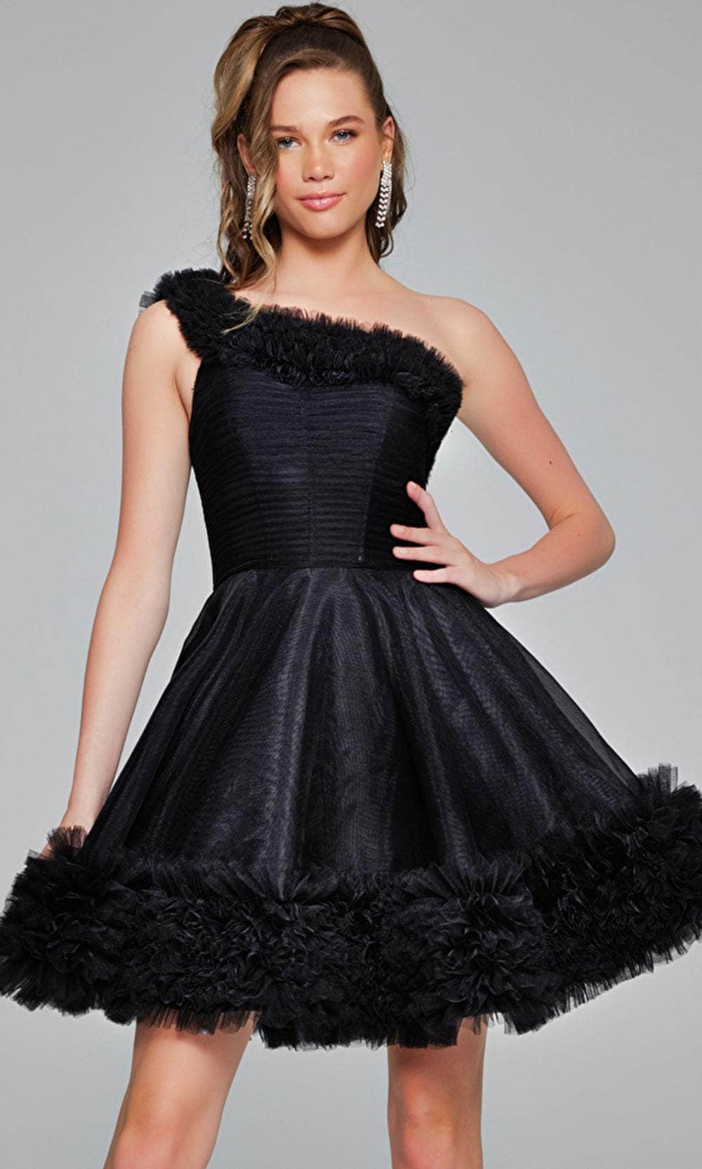 Jovani 39665 - Ruffle Trimmed Asymmetric Cocktail Dress 4 / Black - Shop Jovani dresses on Couture Candy at CoutureCandy.com Jovani 39665 - Ruffle Trimmed Asymmetric Cocktail Dress 4 / Black - Shop Jovani dresses on Couture Candy at CoutureCandy.com