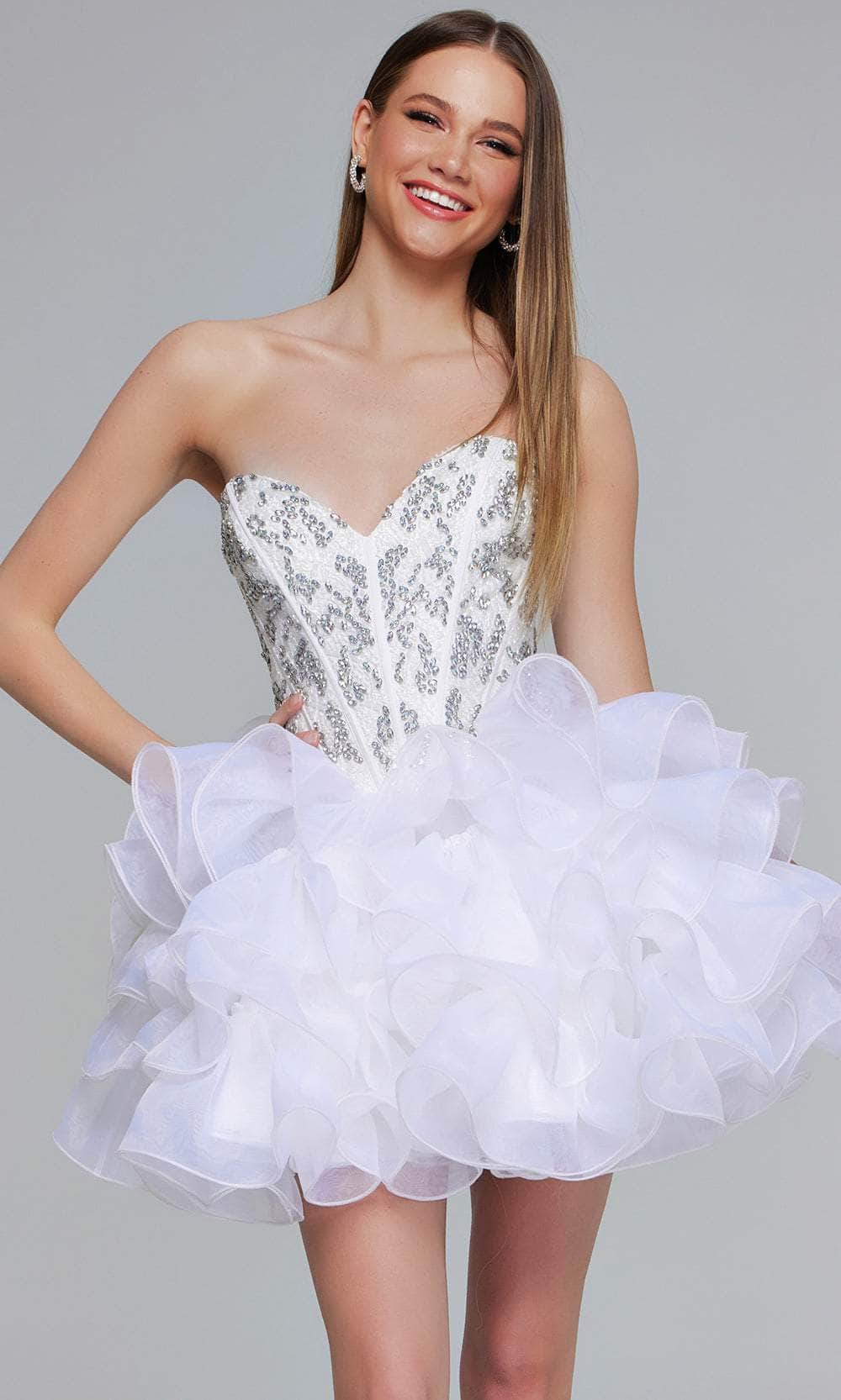 Jovani 39932 Short Homecoming Dress Off White / 2 Jovani 39932 Short Homecoming Dress Off White / 2