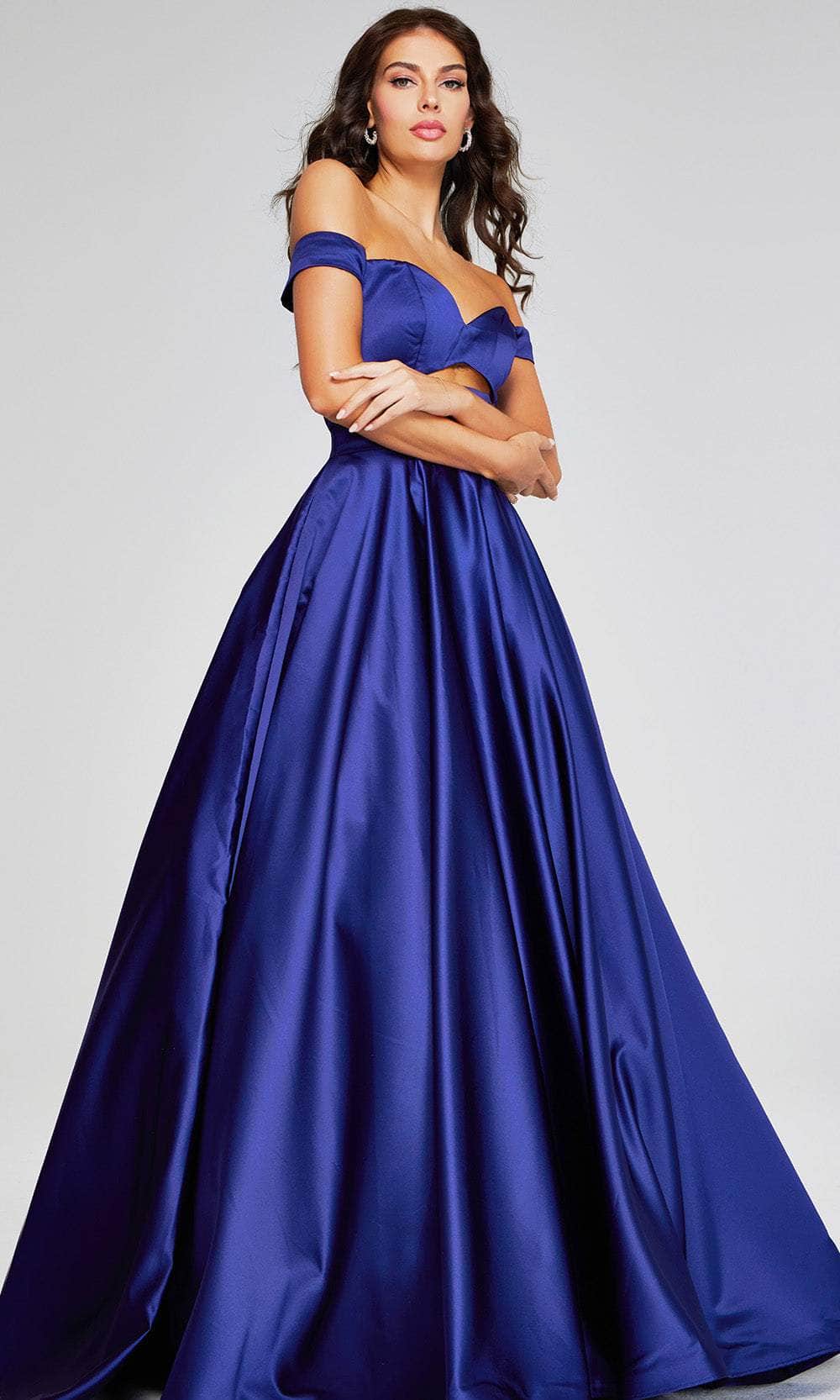 Jovani 40787 - Sweetheart Off-Shoulder Prom Gown - Dark Purple / 00 Jovani 40787 - Sweetheart Off-Shoulder Prom Gown - Dark Purple / 00