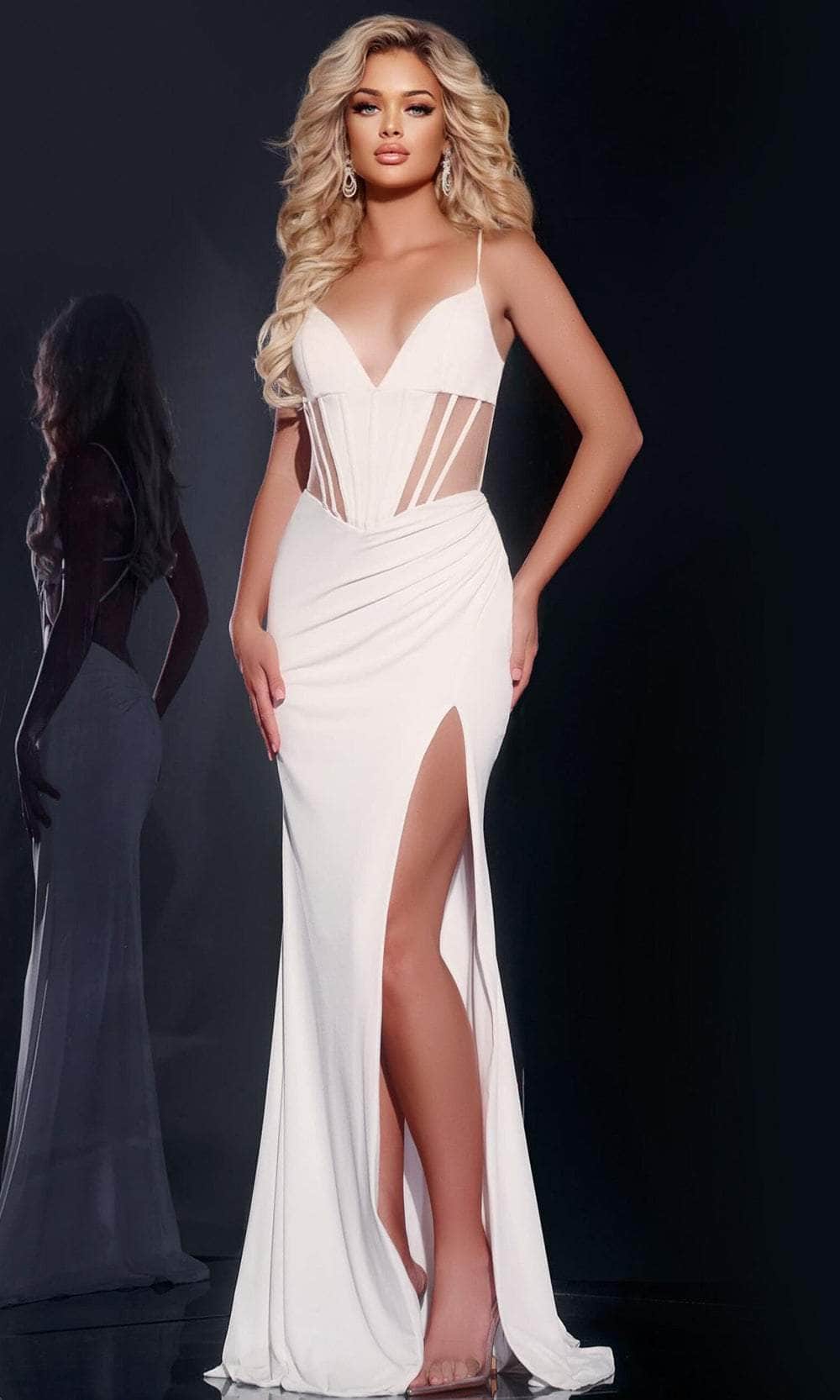 Jovani 42534 Long Mermaid Formal Corset Prom Dress - Off White / 8 Jovani 42534 Long Mermaid Formal Corset Prom Dress - Off White / 8