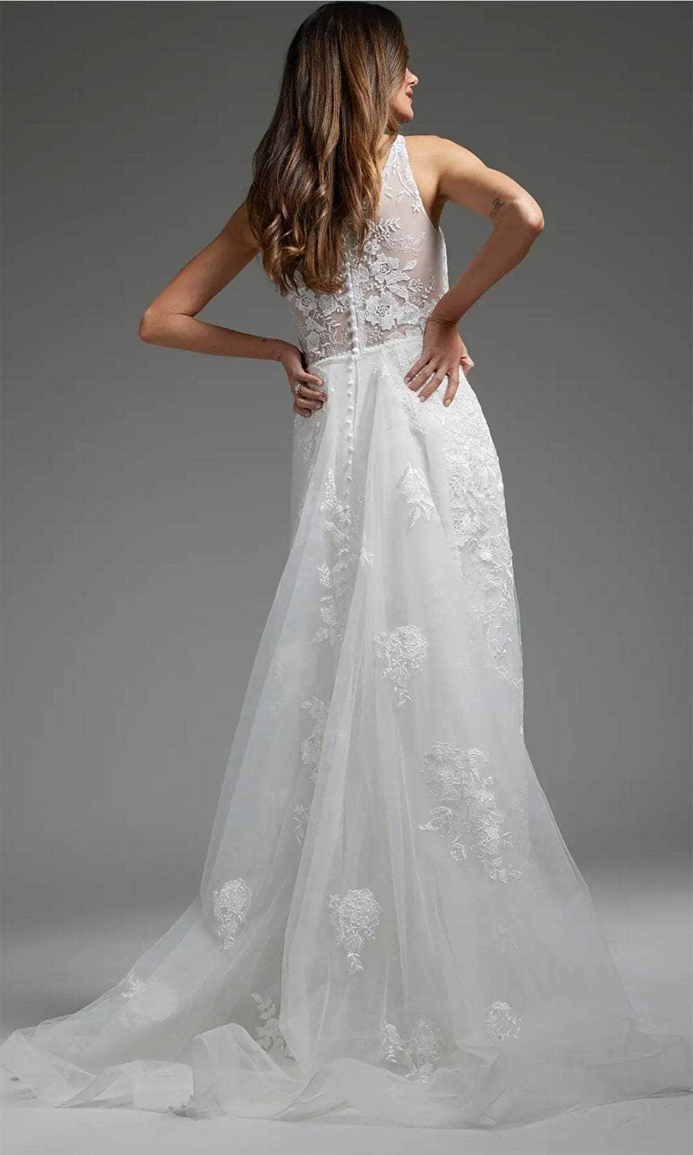 wedding dress one shoulder lace Lace One Shoulder Fitted Wedding Gown JB06650