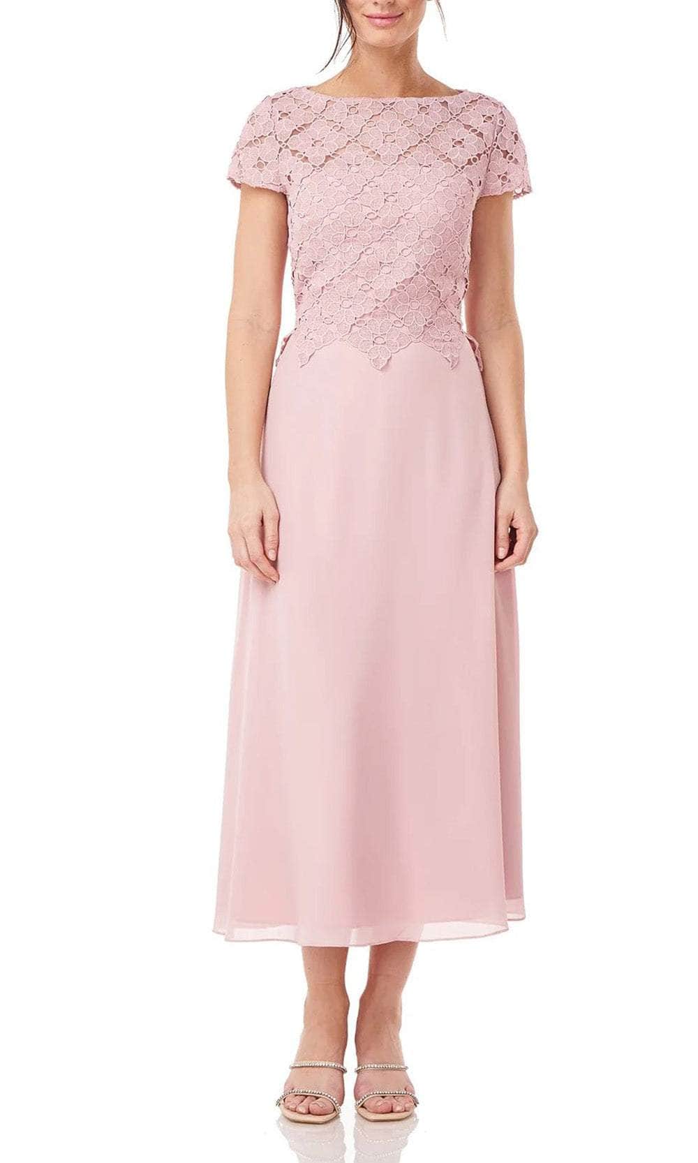 JS Collections 8616640 - Lace Bodice Tea-Length Dress JS Collections 8616640 - Lace Bodice Tea-Length Dress