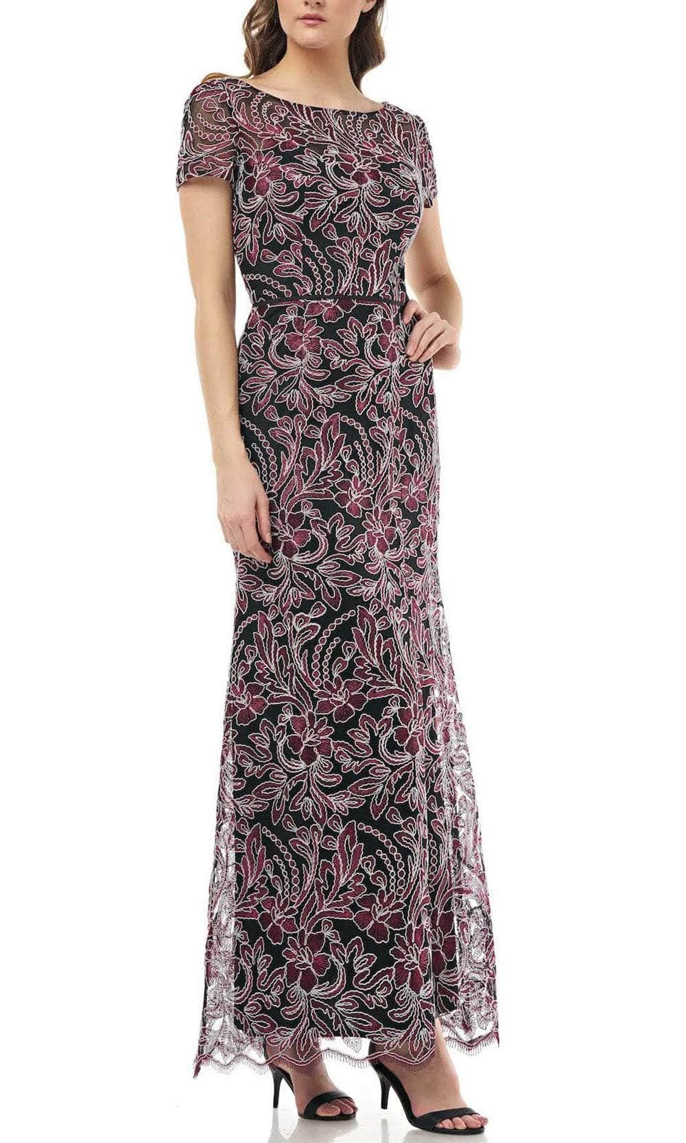 JS Collections 866628 - Embroidered Short Sleeve Formal Dress JS Collections 866628 - Embroidered Short Sleeve Formal Dress