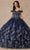 Juliet Dresses 1447 - Off-Shoulder Basque Ball Gown Special Occasion Dress XS / Navy Blue