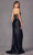 Juliet Dresses 2416 - Strapless Sheer Mid-Riff Prom Dress Prom Dresses L / Smoky Blue