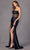 Juliet Dresses 2416 - Strapless Sheer Mid-Riff Prom Dress Prom Dresses L / Smoky Blue