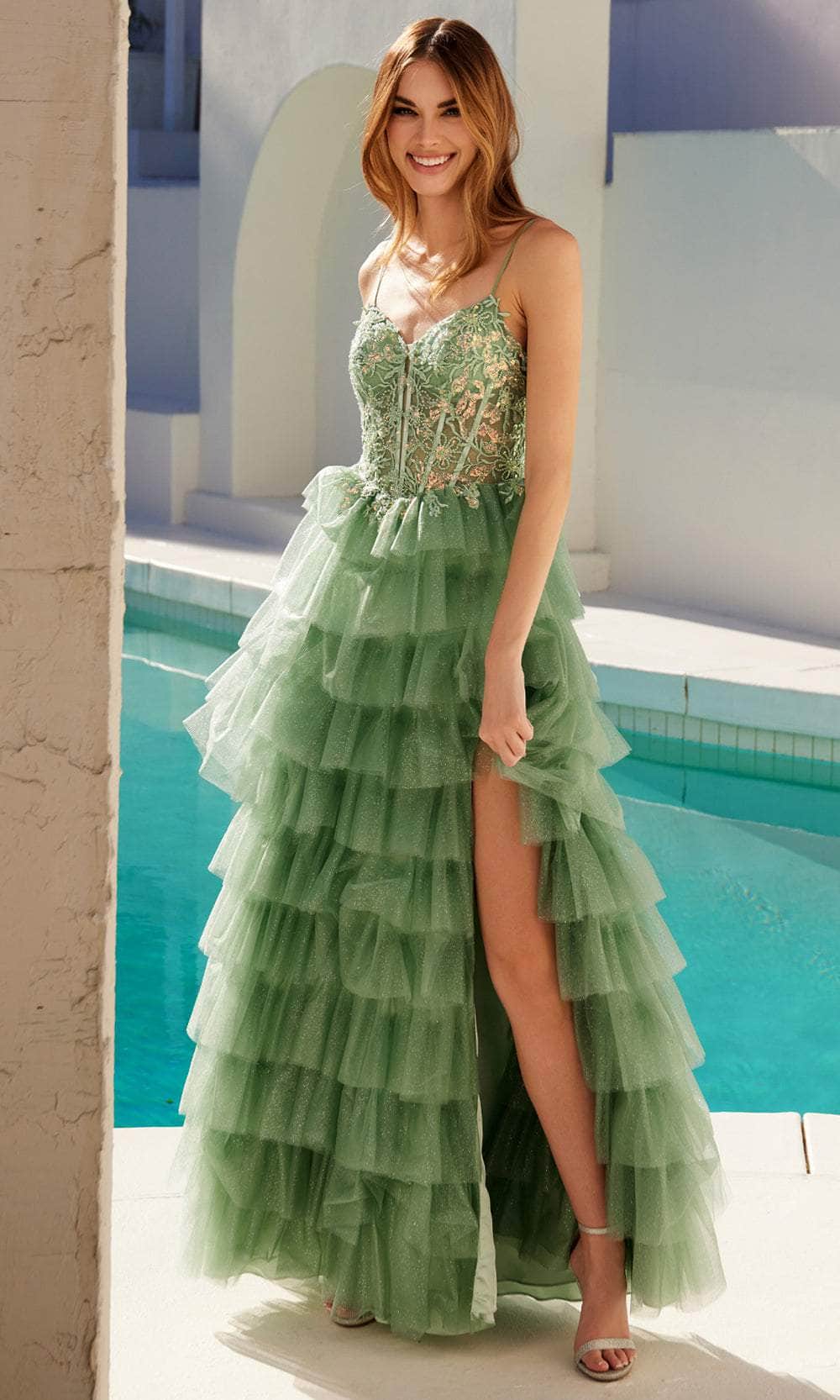 Juliet Dresses 2454K - Tiered Ruffle Corset Gown Juliet Dresses 2454K - Tiered Ruffle Corset Gown