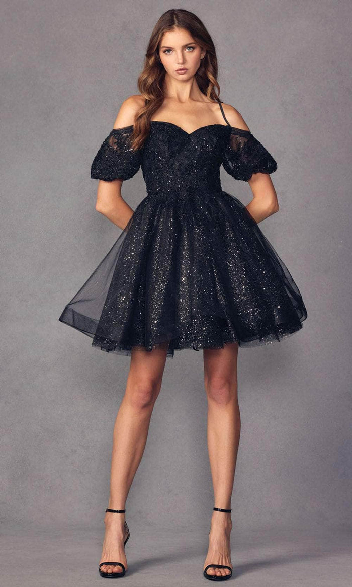Juliet Dresses 886 - Embroidered Off-Shoulder Cocktail Dress Special Occasion Dress XS / Black