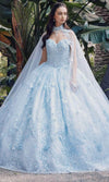 Juliet Dresses JT1449J - 3D Floral Embellished Sweetheart Ballgown Ball Gowns XS / Bahama Blue2