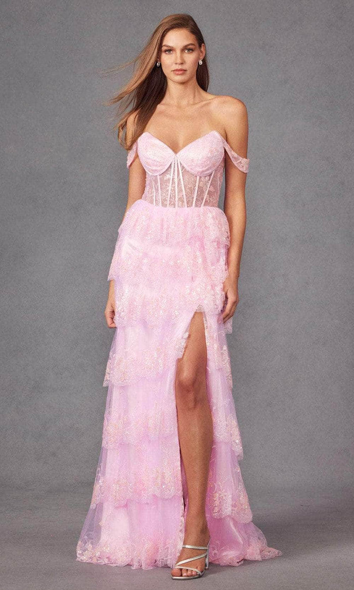 Juliet Dresses JT2453K - Sweetheart Scallop Tiered Prom Gown Prom Dresses XS / Baby Pink