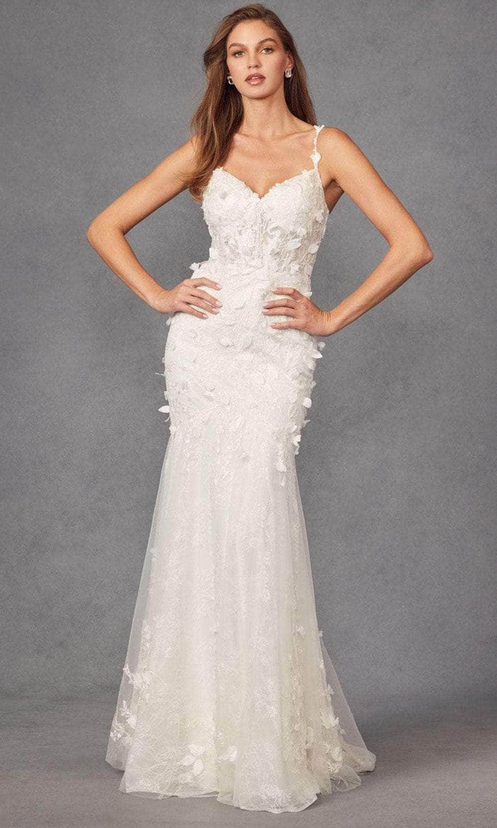 Juliet Dresses JT2475UW - 3D Floral Embellished Mermaid Wedding Dress Wedding Dresses XS / Off White