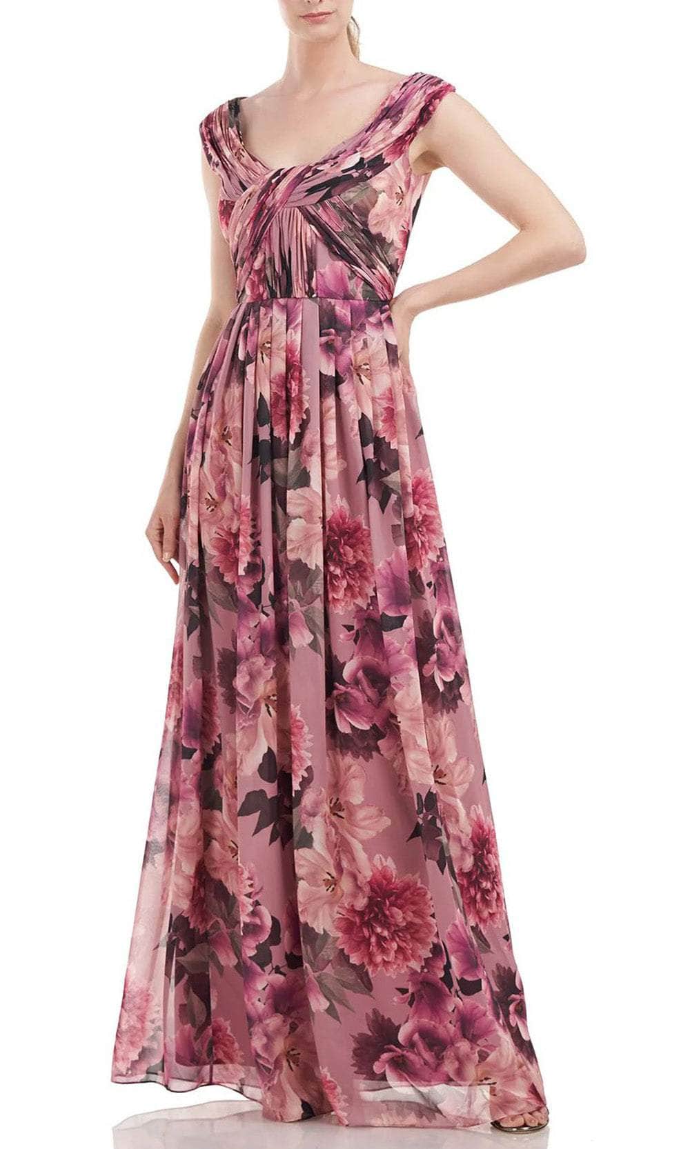 Kay Unger 5518984 - Scoop Neck Printed Evening Dress Kay Unger 5518984 - Scoop Neck Printed Evening Dress