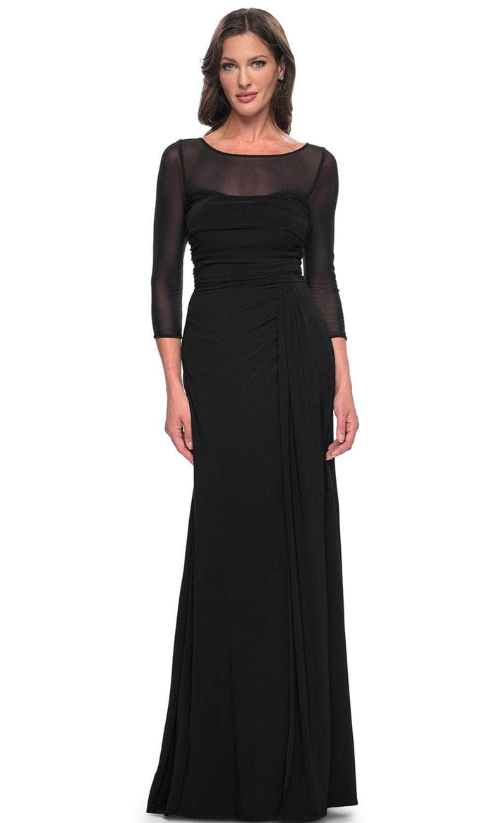La Femme 30230 - Illusion Sheath Formal Dress Evening Dresses 4 / Black