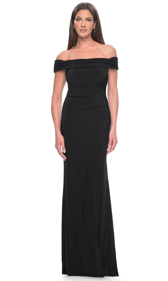 La Femme 31086 - Off-Shoulder Sheath Evening Dress Evening Dresses 0 / Black