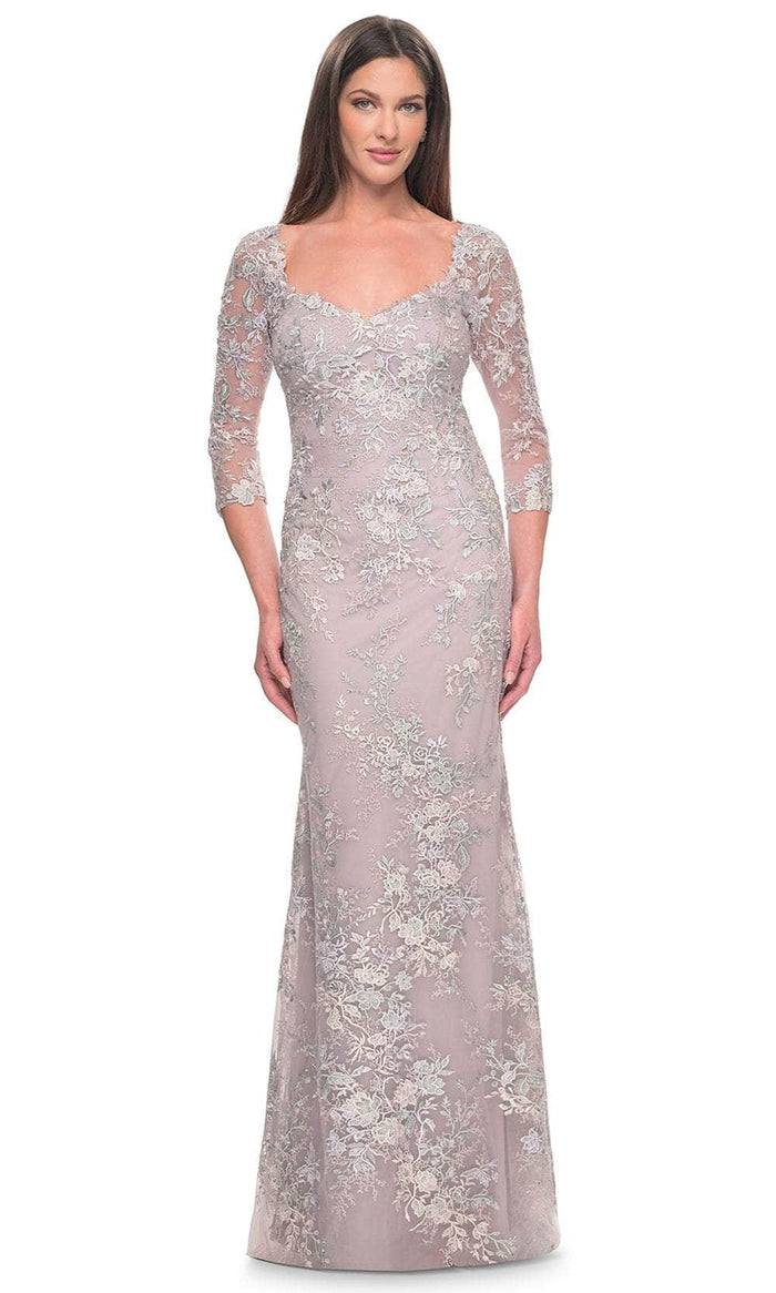 La Femme 31804 - Embroidered Scoop Neck Evening Dress Mother of the Bride Dresses 4 / Mauve