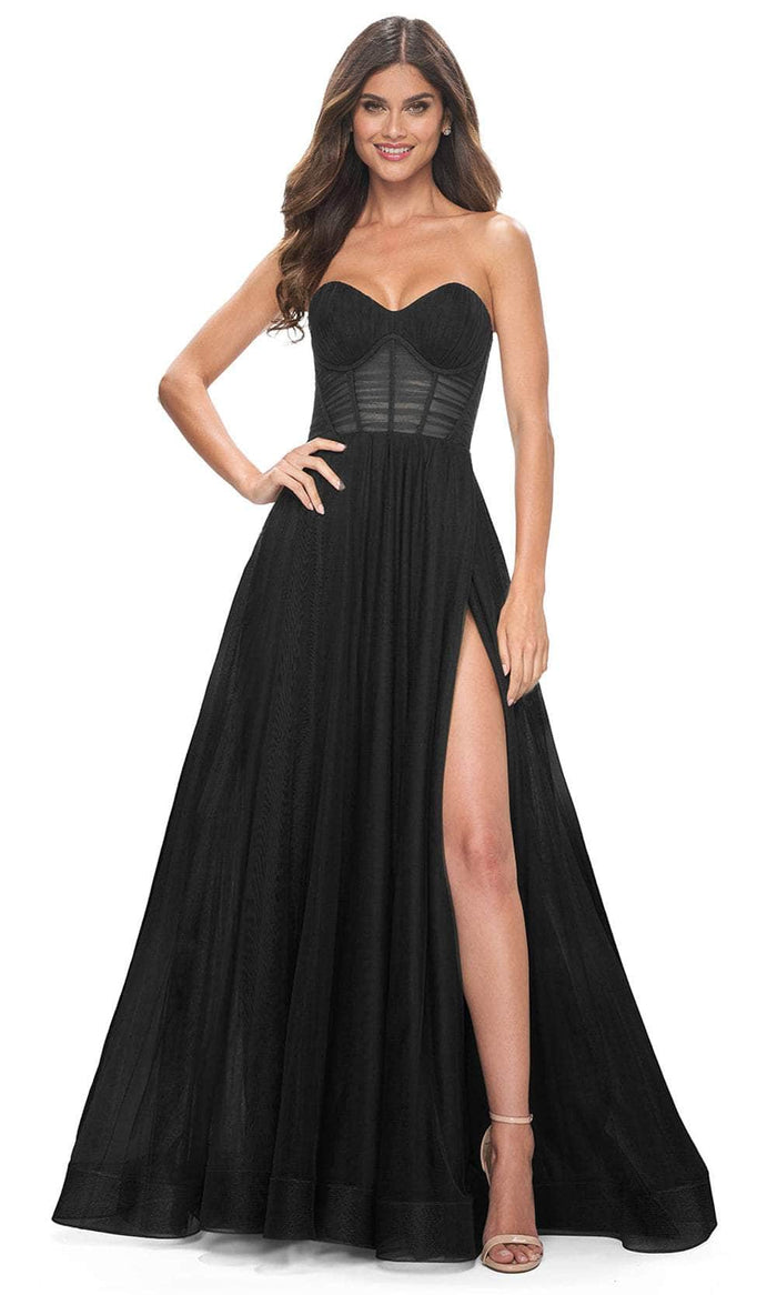 La Femme 31971 - Shirred Corset Prom Dress Prom Dresses 00 / Black