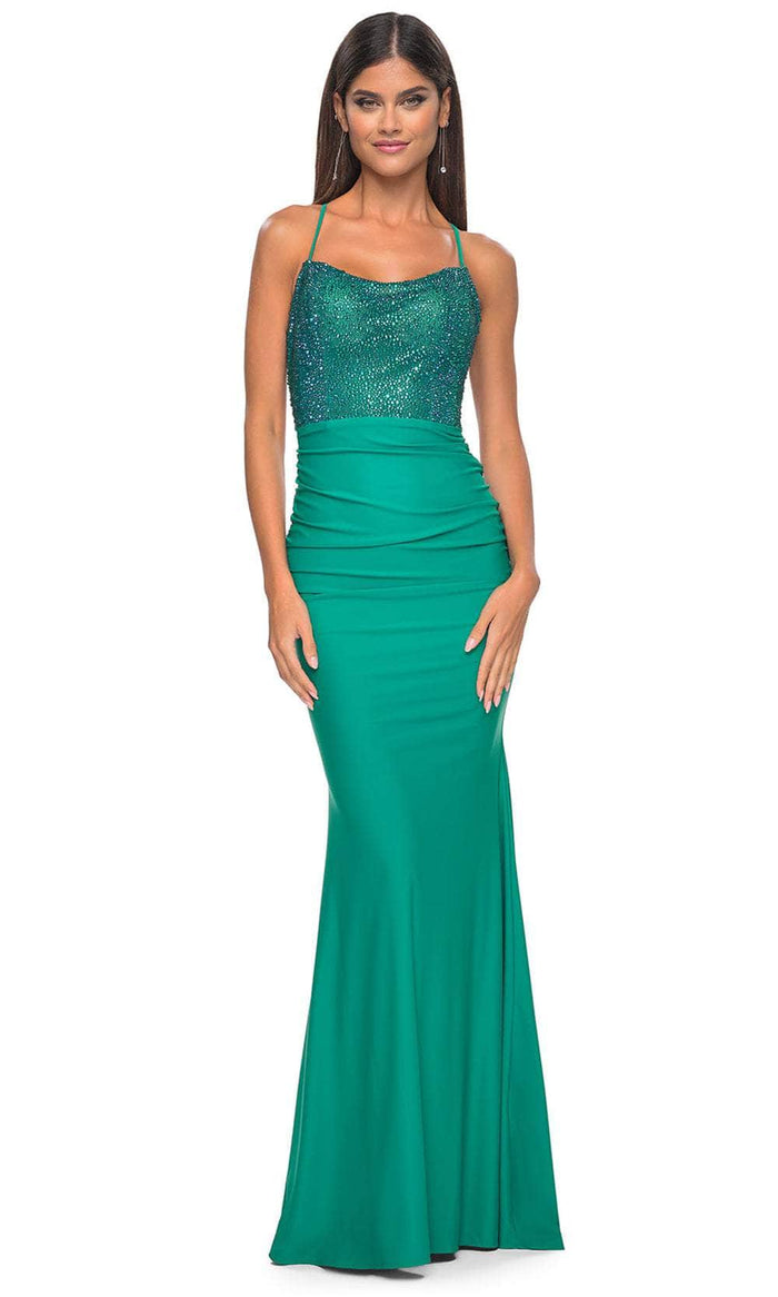 La Femme 31989 - Rhinestone Bodice Prom Dress Special Occasion Dress 00 / Jade