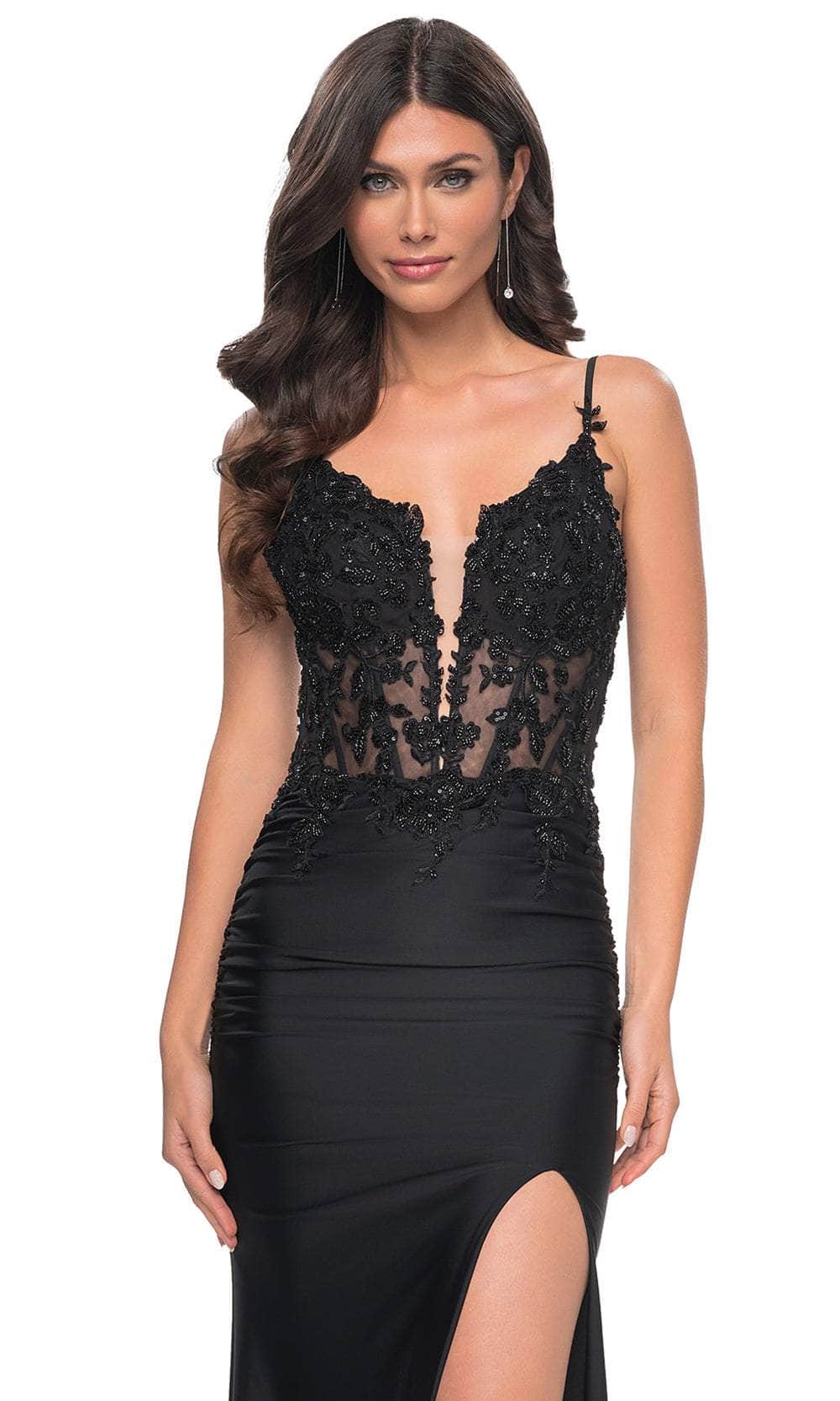 La Femme 32132 - Applique Sheath Prom Dress Couture Candy La Femme 32132 - Applique Sheath Prom Dress Couture Candy