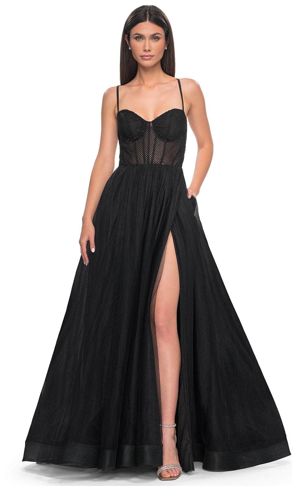 La Femme 32135 - Fishnet Bodice Prom Dress Couture Candy La Femme 32135 - Fishnet Bodice Prom Dress Couture Candy