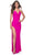 La Femme 32152 - Ruched Cowl Prom Dress Evening Dresses 00 / Hot Fuchsia