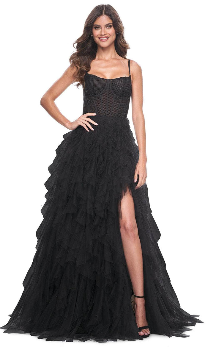 La Femme 32233 - Ruffle Skirt Prom Dress Evening Dresses 00 / Black