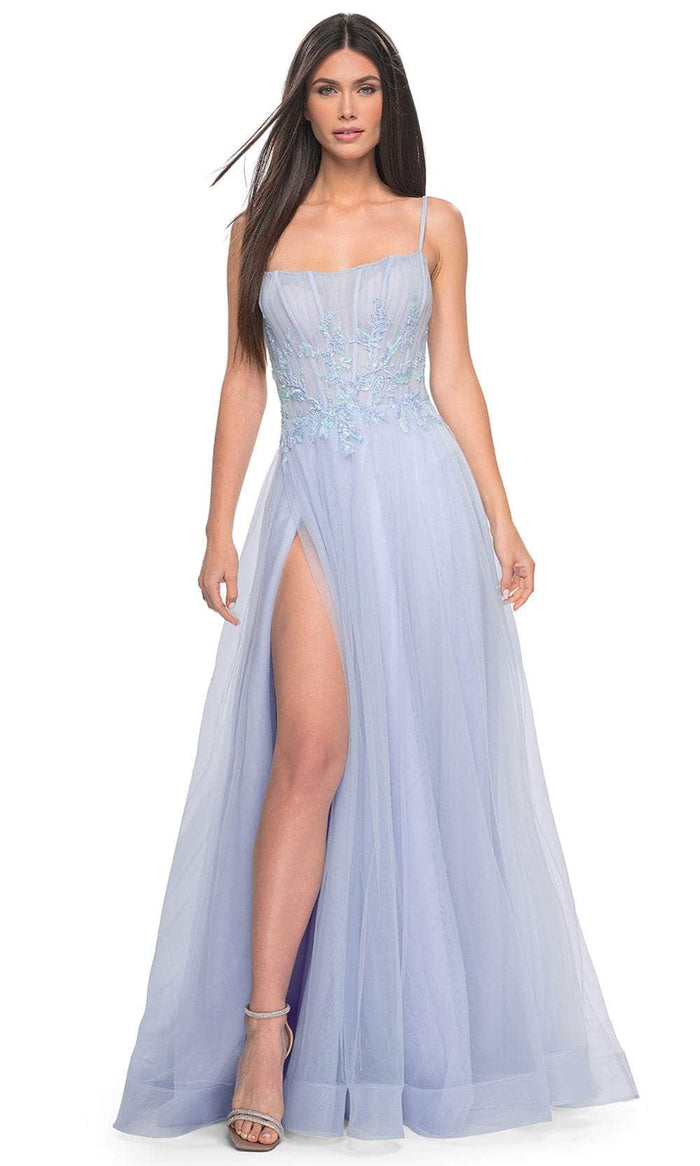 La Femme 32293 - Embroidered Scoop Neck Prom Gown Prom Dresses 00 / Light Periwinkle