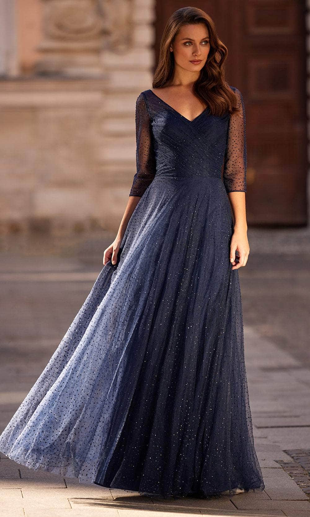 La Femme 32460 - Long Hot Stone Tulle A-line Dress La Femme 32460 - Long Hot Stone Tulle A-line Dress