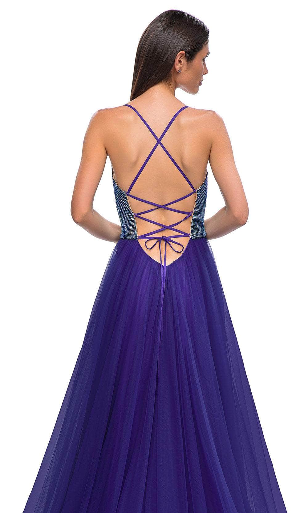 La Femme 32838 - Cowl Neck Iridescent Beaded Prom Gown - View 6 | Shop Formal Dress