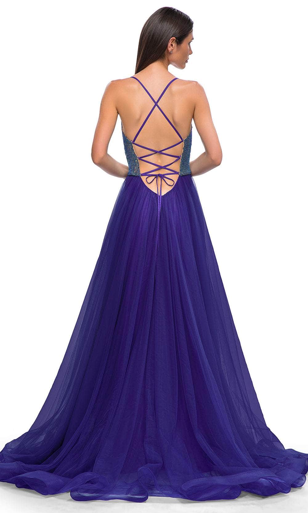 La Femme 32838 - Cowl Neck Iridescent Beaded Prom Gown - View 4 | Shop Formal Dress