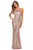 La Femme - Sleeveless Pyramid Neck Evening Dress 28650SC Evening Dresses 0 / Rose Gold