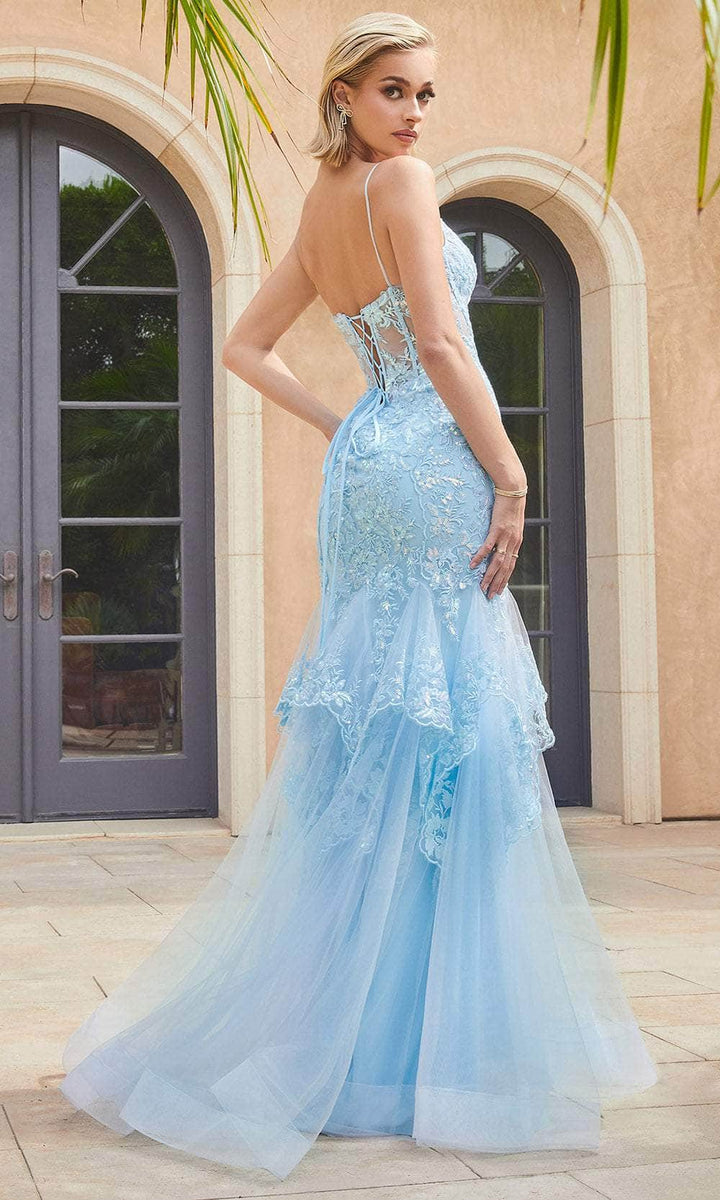 4155 Sleeveless Lace Embroidered Evening Gown