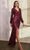 Ladivine B8422 - Sequined Faux Wrap Prom Gown Mother of the Bride Dresses XS / Burgundy