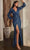 Ladivine B8422 - Sequined Faux Wrap Prom Gown Mother of the Bride Dresses XS / Lapis Blue