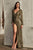 Ladivine B8422 - Sequined Faux Wrap Prom Gown Mother of the Bride Dresses XS / Olive