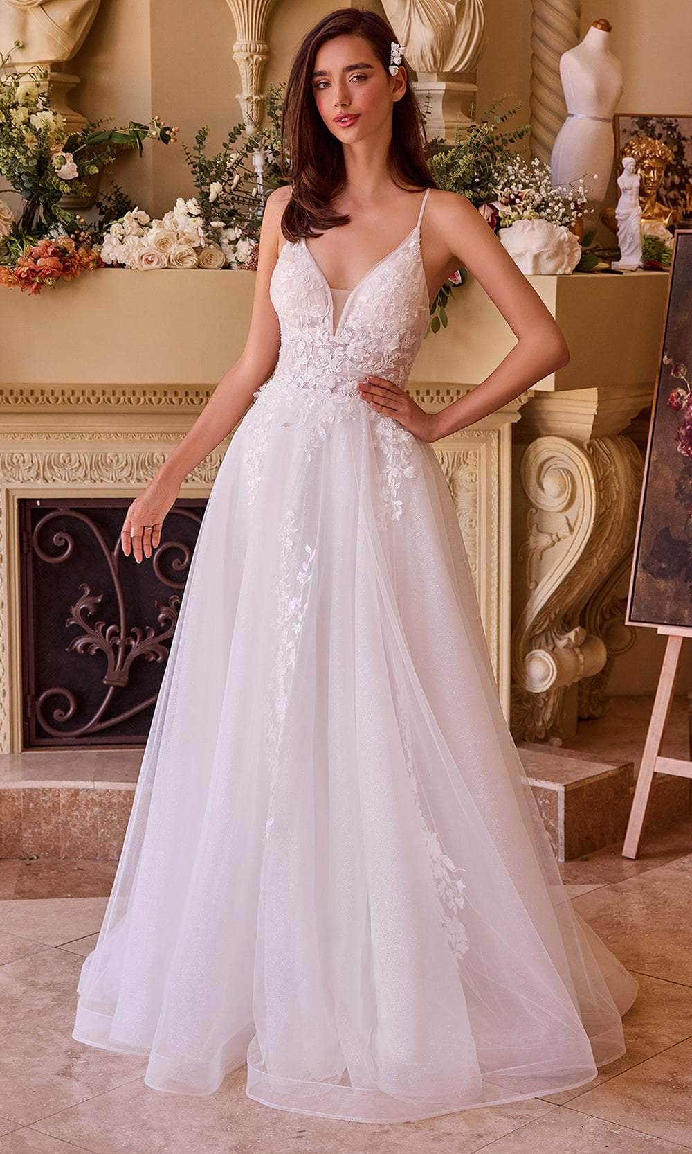Ladivine Bridal CD792W - Long A-Line Dress - Sleeveless, Thin Straps, Sheer Insert, Crisscross Straps, Back Zipper Closure, Horsehair Hem Train Couture Candy Ladivine Bridal CD792W - Long A-Line Dress - Sleeveless, Thin Straps, Sheer Insert, Crisscross Straps, Back Zipper Closure, Horsehair Hem Train Couture Candy