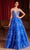 Ladivine C152 - Embroidered Plunging V-Neck Ballgown Ball Gowns 2 / Deep Blue