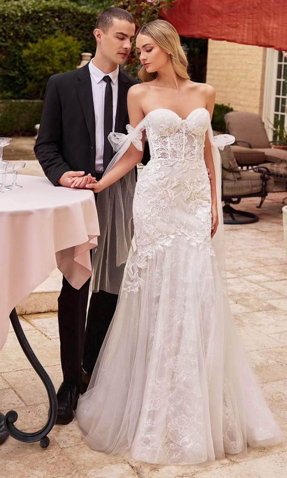 white off shoulder mermaid dress ZAPAKA Women Ivory Wedding Dress Cape Sleeves Off the Shoulder Mermaid Long Bride Dress, Ivory / US2