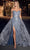 Ladivine CB129 - Strapless Glitter Printed Prom  Gown Prom Dresses 2 / Smoky Blue
