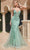 Ladivine CC2253 - Plunging Godets Mermaid Evening Gown Prom Dresses 2 / Sage