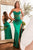 Ladivine CD265 - Draped Corset Prom Dress Evening Dresses 2 / Emerald