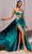Ladivine CD343 - Strapless Illusion Waist Evening Gown Prom Dresses 2 / Peacock