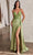 Ladivine CD809 - Embroidered Sleeveless V-Neck Prom Gown Prom Dresses 2 / Greenery